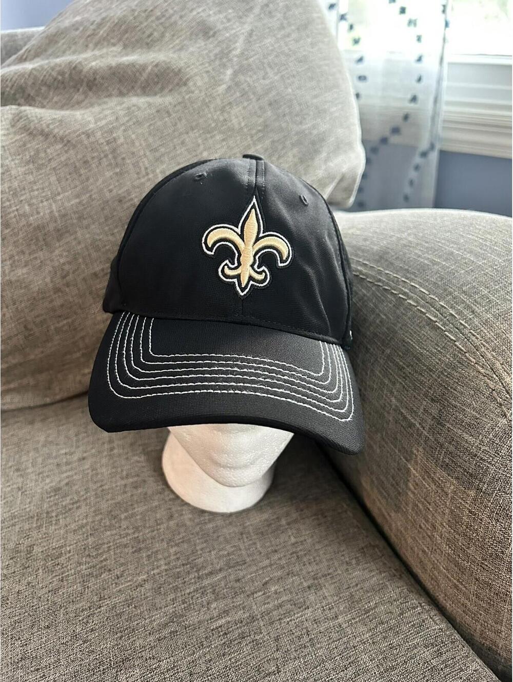 47 Brand New Orleans Saints Hat NFL Team Apparel Black Stretch Fitted OSFM